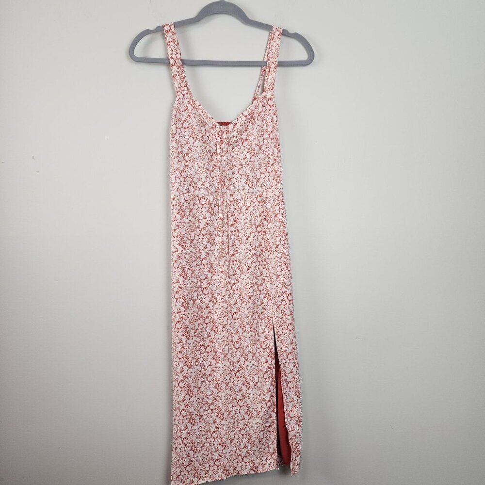Abercrombie and Fitch floral midi dress sz S smocked back slit sleeveless summer